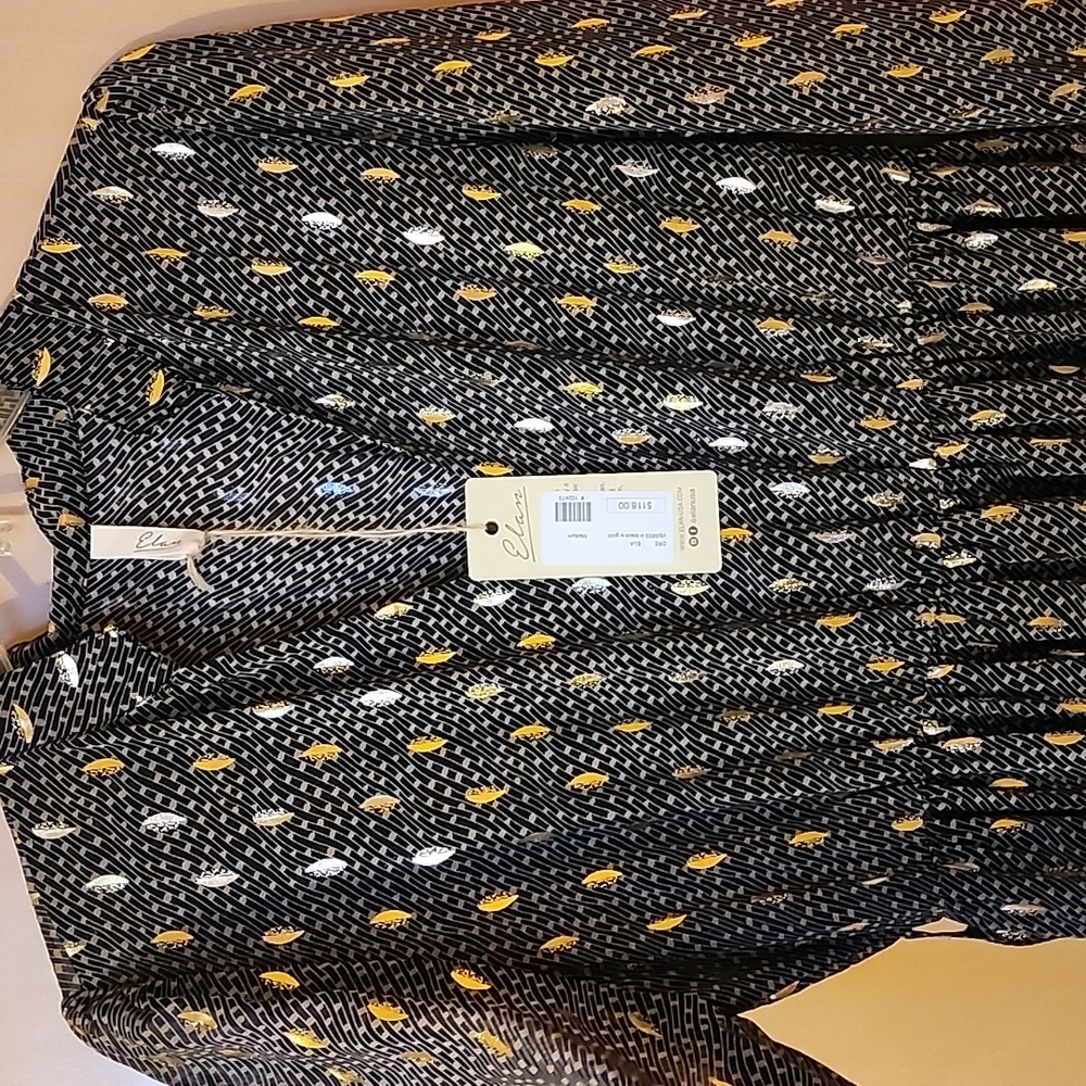 Maxi dressblack,beige with gold leaves .size M NWT - Picture 5 of 6